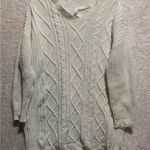 Derek Heart XL Cream Cable Knit Lace Up V Neck Distressed Tunic Sweater Photo 0
