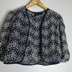 Maeve  One Size Navy Blue Embroidered Shrug‎ Cardigan CP Photo 0