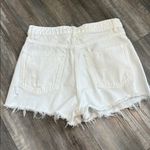 ZARA  White Jean Shorts High-Waisted Frayed Hem size 6 Photo 1