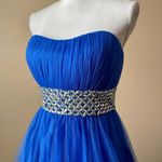 BLUSH BY ALEXIA | Blue Strapless Rhinestone Embellished Ball Down Sz 10 Photo 4