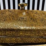 Henri Bendel Gold Crackle Party Box Clutch with Crossbody Chain Evening Bag Photo 4