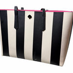 Kate Spade Molly Large Tote Bag Black White Stripes with Pink Interior Photo 0