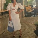 RHODE Greer Dress Womens 6 Crisp White Cutout‎ Midi Short Sleeve Cotton Poplin Photo 3