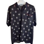 ZARA ‎ Black Metallic Thread Printed Pocket Sweater Shirt Size Large Photo 1