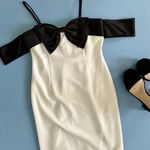 Alex Marie NWT  Cleo Two Tone Color Block Off-The-Shoulder Bow Satin Mini Dress Photo 4