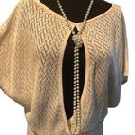Cache Pink Knit Peek A Boo Faux Wrap Top New Metallic Kissed Plunging V NWT $118 Photo 0