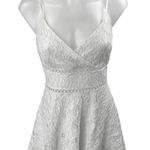 ROWA White Sleeveless Lace Embroidered V Neck Fit & Flare Mini Dress Size S Photo 0