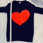 J.Crew  Red Sequin Heart Navy Charley Sweater. Photo 9