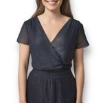 Michael Kors  Dress Faux Wrap Black Metallic Shimmer Asymmetrical Ruffle Sheer Photo 1