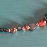 New Hand Crafted Heart Shaped Carnelian and Hematite Bead Necklace Gray Photo 6