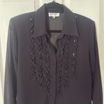 Studio I Vintage  Black Button Down Shirt ruffles sequins size 10 Photo 1