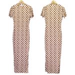Peppermayo NWT  Into The City Mesh Maxi Dress Cocoa Cream Check Womens Size 6 NEW Photo 2