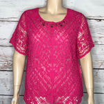 Alfred Dunner Woman NWT Size 1X Pink Crochet Lace Embellished Sweater Top Photo 0
