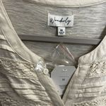 Wonderly  Beige Crochet Detail Long Sleeve Blouse Size Medium Boho Casual Top Photo 3
