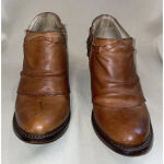 Freebird Sandi Size 6 Brown Leather Distressed Strappy Zip Heel‎ Bootie Western Photo 2