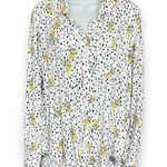 Velvet Heart Fruit Print Blouse White Pineapple Size Large Button Up Long Sleeve Photo 0