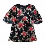 Rampage Floral Kimono Top Black V Neck Short Sleeve Blouse Photo 1