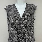Ann Taylor  Shift Dress Faux Wrap Black White Abstract Dots Size 12 Women Stretch Photo 2
