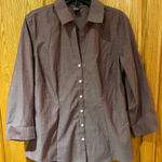 Eddie Bauer  Mauve Wrinkle-Free Stretch 3/4-Sleeve Button-Down Shirt‎ Size Small Photo 0