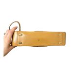 Adrienne Vittadini  Vintage tan top handle purse leather blue embroidered…​ Photo 6