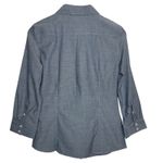 Garnet Hill NEW  Chambray Blue Easy‎ Button Up Shirt XS Collared 3/4 Sleeve Top Photo 1