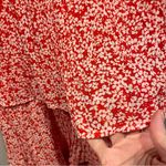 She & Sky Cute red white fiesta floral ruffle crinkle mini dress off the shoulder fun Photo 4