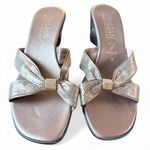 Italian Shoemakers Snakeskin Gold Wedge Sandal Size 9 Photo 1