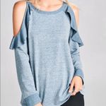 Ruffled Cold Shoulder Sweatshirt Blue Size M Photo 1