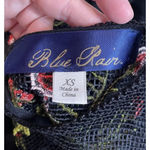 Blue Rain  Size XS Black Embroidered Mesh Top Shirt Sleeveless Boho Floral Summer Photo 10