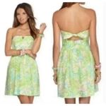 Lilly Pulitzer  Strapless Richelle Mini Dress Elephant Ear Corset Top Tie Back 00 Photo 1