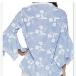 Lysse Blue & White Embroidered 3-D Floral Applique Tunic Top XS Photo 1