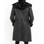 Vintage Centropel Real Shearling Long Leather Coat Fur Collar 90s Black Small Photo 2