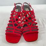 Sam & Libby Vintage  Square Toe Strappy Heeled‎ Sandals in Red Size 6.5 Photo 2