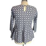 Le Sarte Pettegole Italy peplum top geometric print blue white poplin sz 38 Photo 2