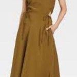A New Day  Brown Midi Dress Lightweight Cutout asymmetrical Hem Tie Back Size M Photo 0
