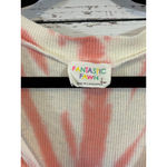 Fantastic Fawn Women's Long Sleeve Tee L Off-White Coral Tie-Dye Photo 3