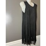 Marianne Dress Womens Large Black Fringe Sleeveless Tank Tunic Boho Made USA Photo 1