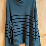 Gap Women's Green Stripe Mock Neck Sweater Size XXL Photo 0