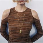 ZARA  Brown Knit Cold Shoulder Long Sleeve Midi Dress Size S New NWT Ribbed Photo 2