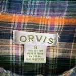 Orvis Women's Long Sleeve Button Up Indian Madras Plaid Shirt Size 14 Classic Photo 5