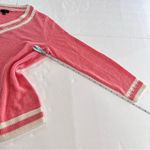 Talbots  Pink White Linen V Neck Sweater Size‎ MEDIUM Preppy Lightweight Photo 5