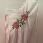 Vintage Lorraine PINK Nylon Floral Embroidered Nightgown Size Large Ice Pink GUC Photo 2