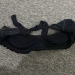 BCBGMAXAZRIA  Swim Black Ruched Tie Back Bikini Top Size Medium Photo 4
