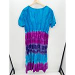 Maggie Barnes  Dress Women Size 0X Tie Dye Blue Purple Boho Midi Ruffle Cotton Photo 1