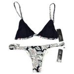 TAVIK Navy Floral Triangle Bikini Set Swimsuit Honey Evening Blue Size Small NWT White Photo 1