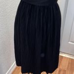 Loft Black Midi Dress Pleated Skirt w/ Belt Sz 2 Polyester Stretch V-neck Photo 2