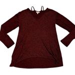 Juicy Couture Long Sleeve Cut Out Shoulder Shirt Top Maroon Small Photo 0