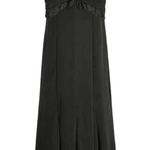 ZARA NWT black lace trim detail ruched v neck midi slip dress Photo 2