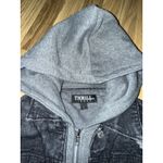 Thrill Denim Hoodie Jacket Women's L Large Hooded Long Sleeve Zip Distressed Gray Photo 1