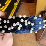 NWOT Navy Blue Velvet Pearl Knotted Headband Elegant Holiday Chic Photo 3